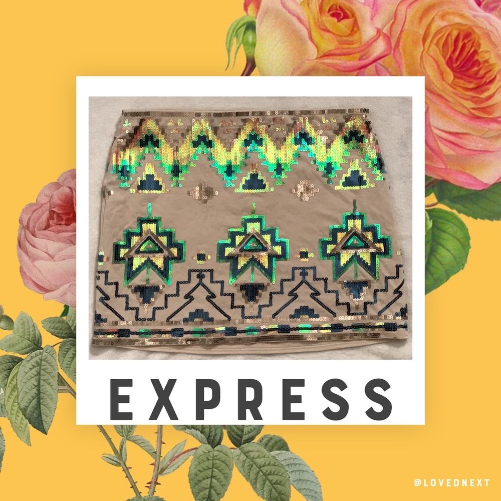 Express sequin embellished mini skirt | xs